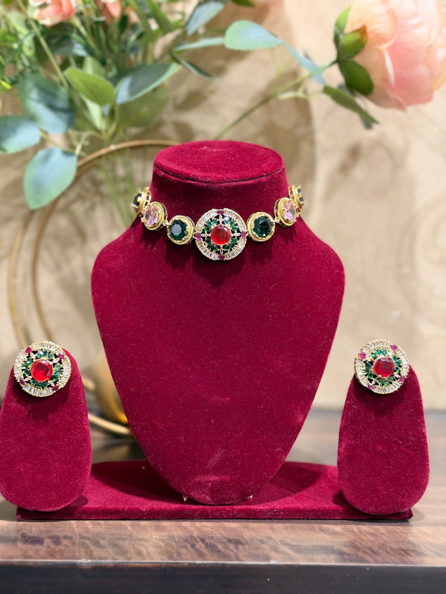 Ahaana Crystal Choker Necklace Set