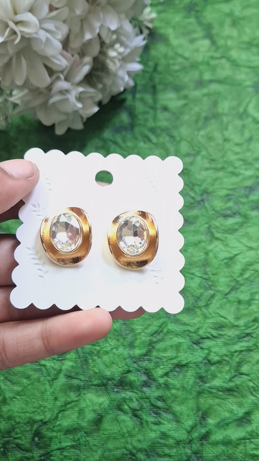 Chunky Crystal Round Anti Tarnish Stud Earrings
