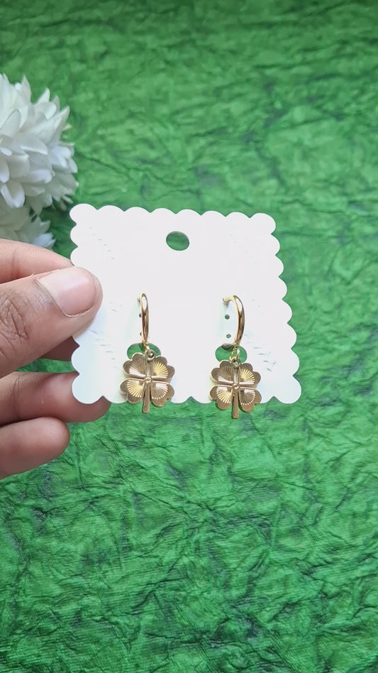 Clover Charm Anti Tarnish Hoop Earrings