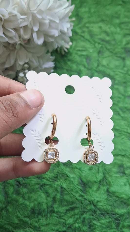 Square Detailed Anti Tarnish Hoops