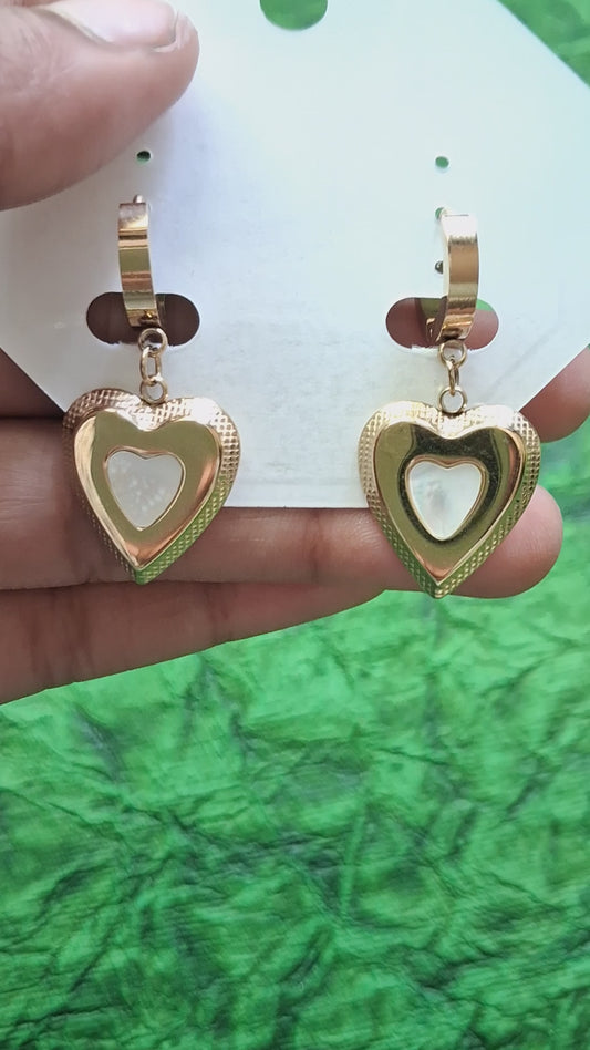Enamel Heart Anti Tarnish Hoop Earrings
