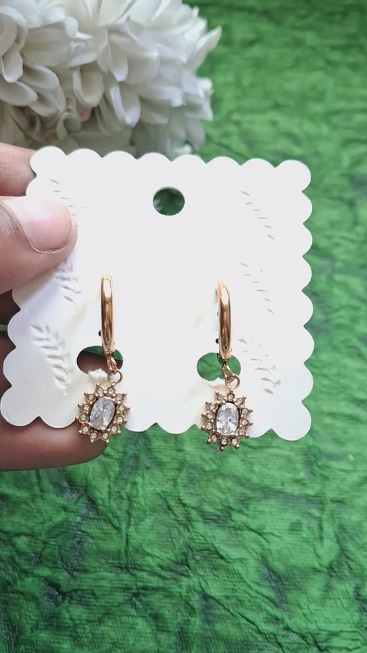 Oval Detailed Anti Tarnish Hoop Earrings